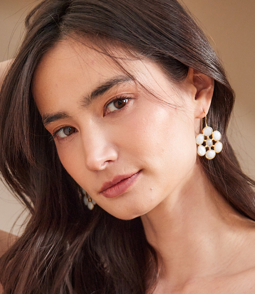 Gemstone Flower Earrings