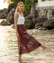 Cut-Out Embroidery Midi Skirt