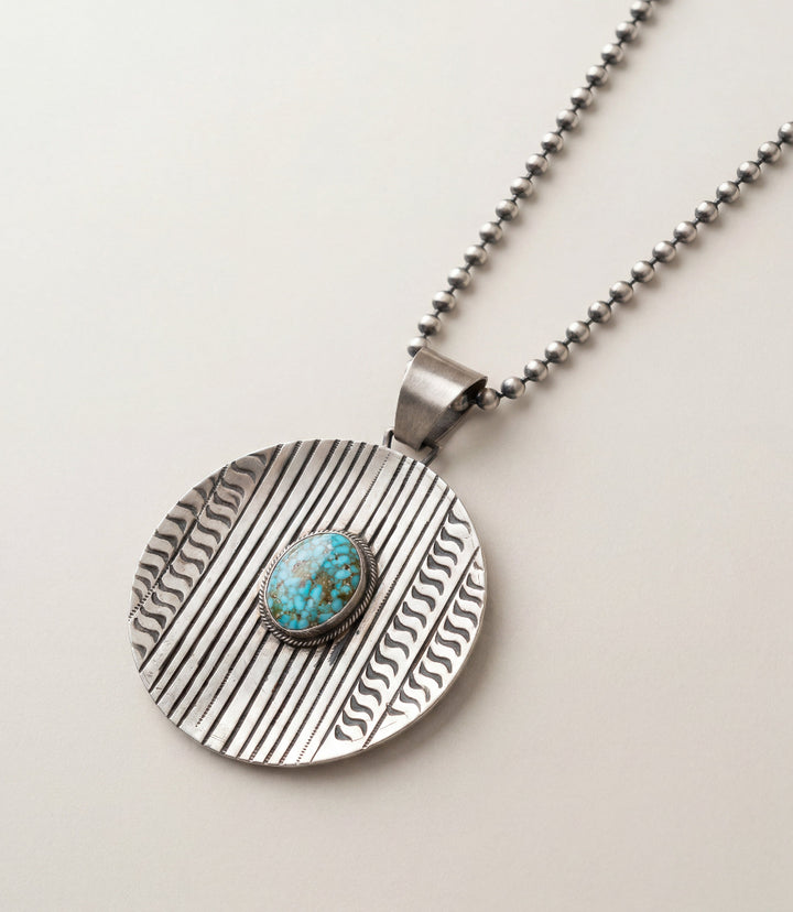 Sterling Silver Turquoise Disc Necklace