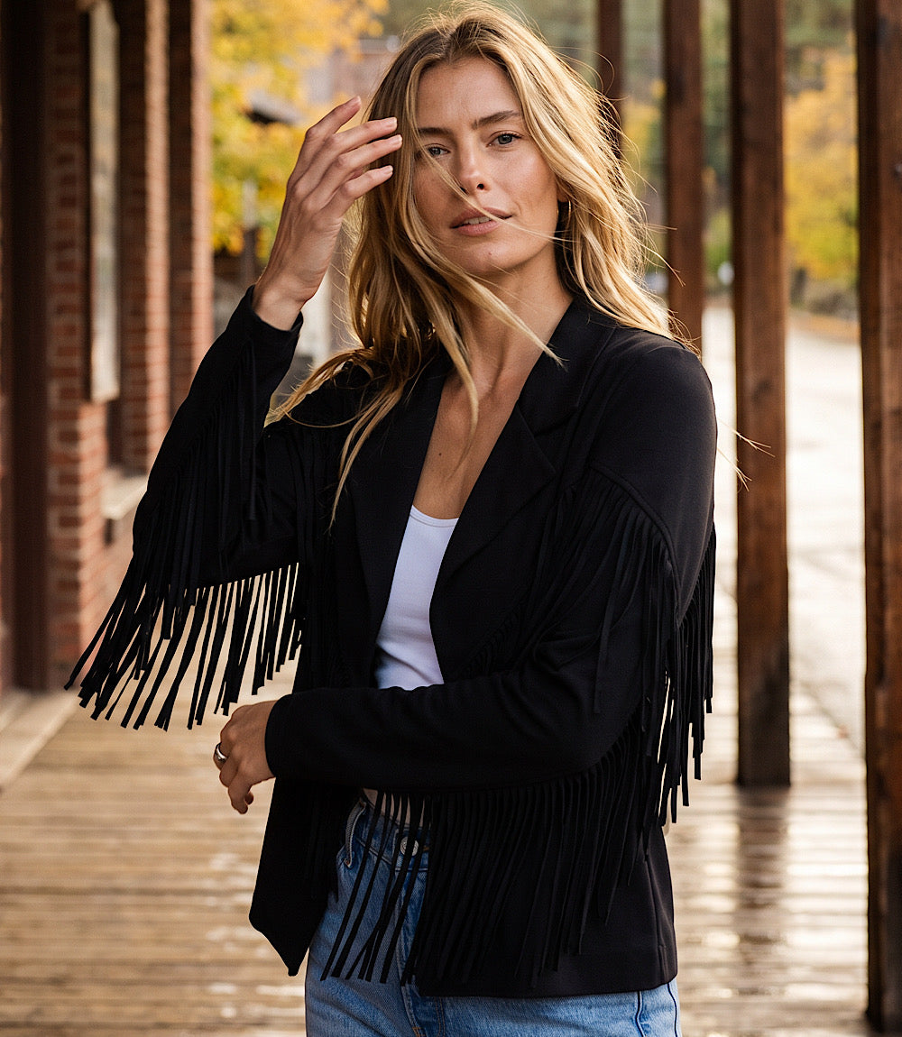 Long Sleeve Fringe Jacket