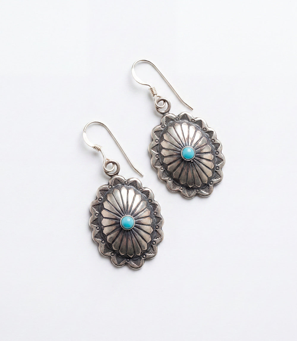 Sterling Silver Turquoise Concho Earrings