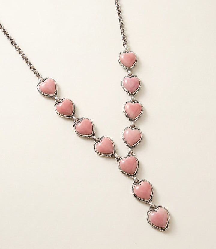 Pink Conch Heart Lariat Necklace