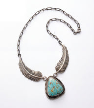 Turquoise Sterling Silver Feather Necklace