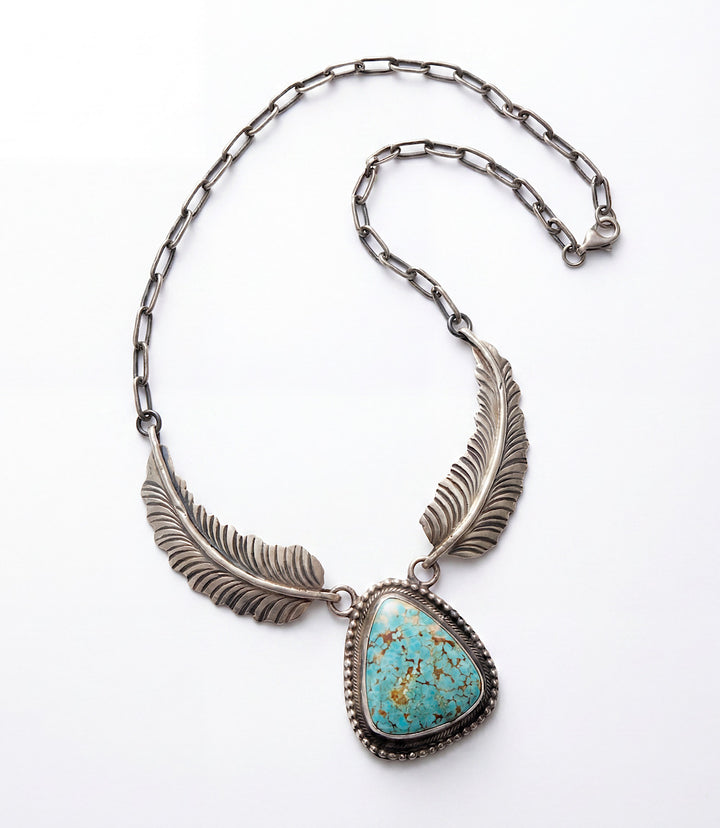 Turquoise Sterling Silver Feather Necklace