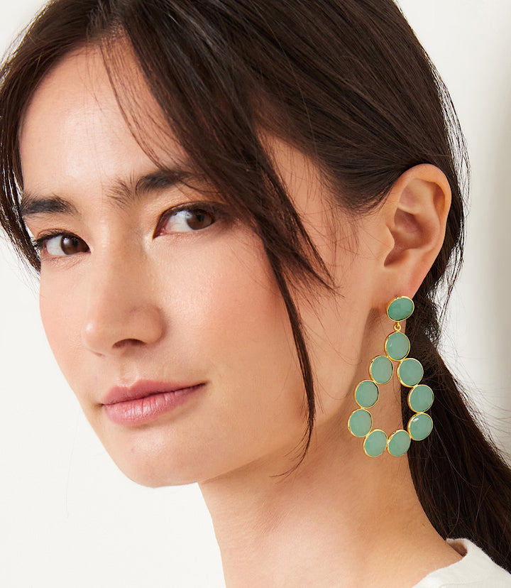 Gemstone Bezel Drop Earrings