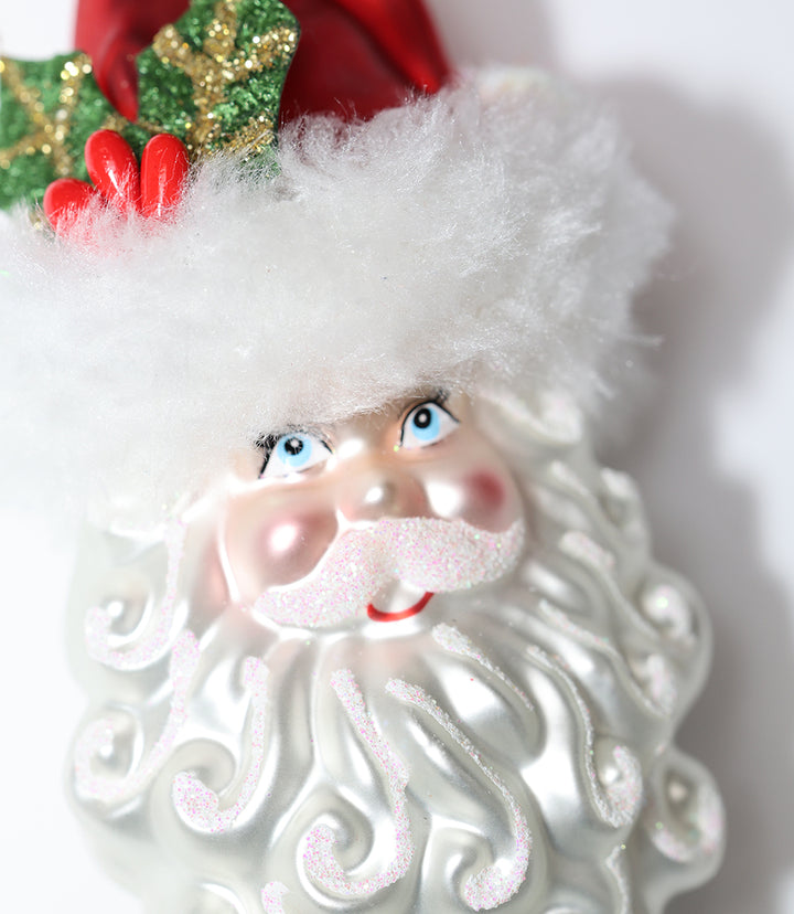 Tall Hat Santa Glass Ornament