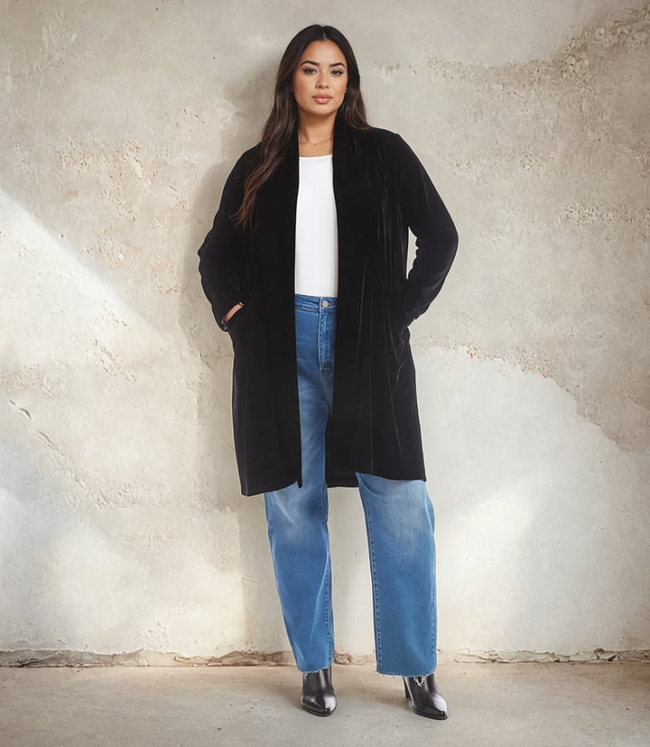 Plus Size Velvet Duster