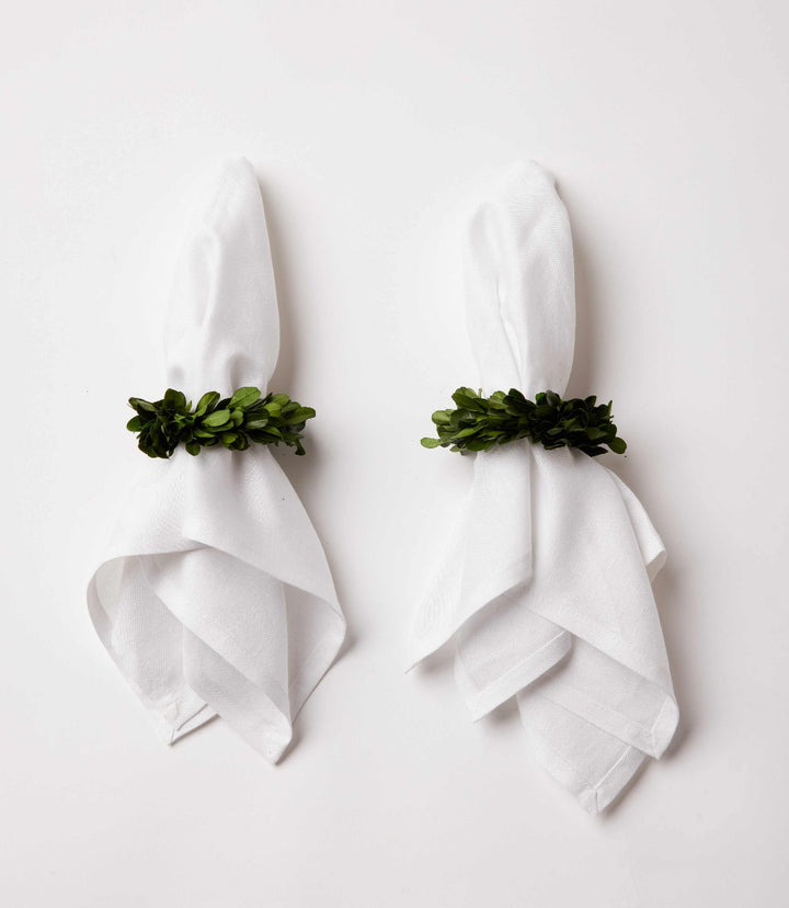 Preserved Boxwood Wreath Napkin Rings, Set Of 4