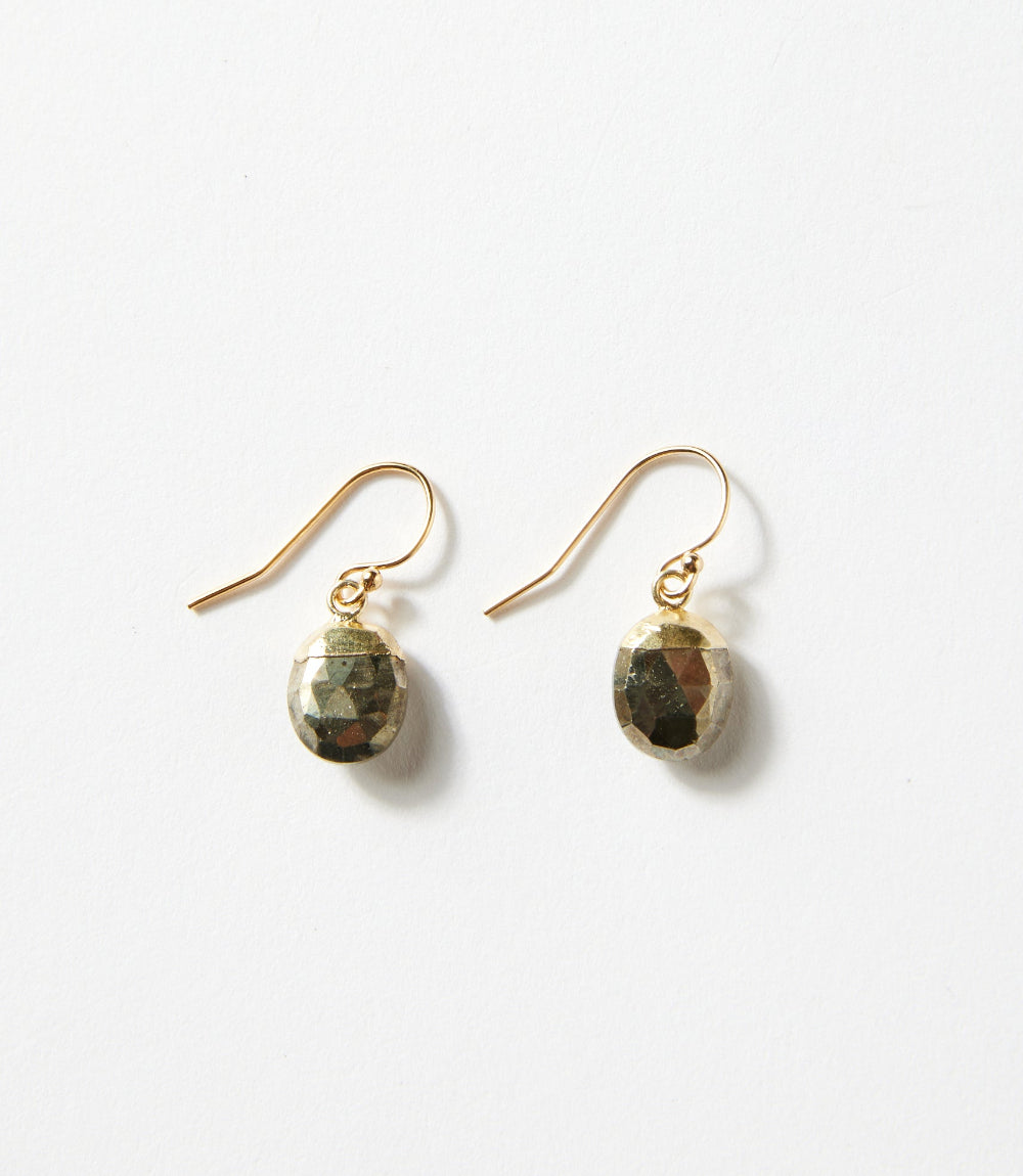 Pyrite Bezel Simple Earrings