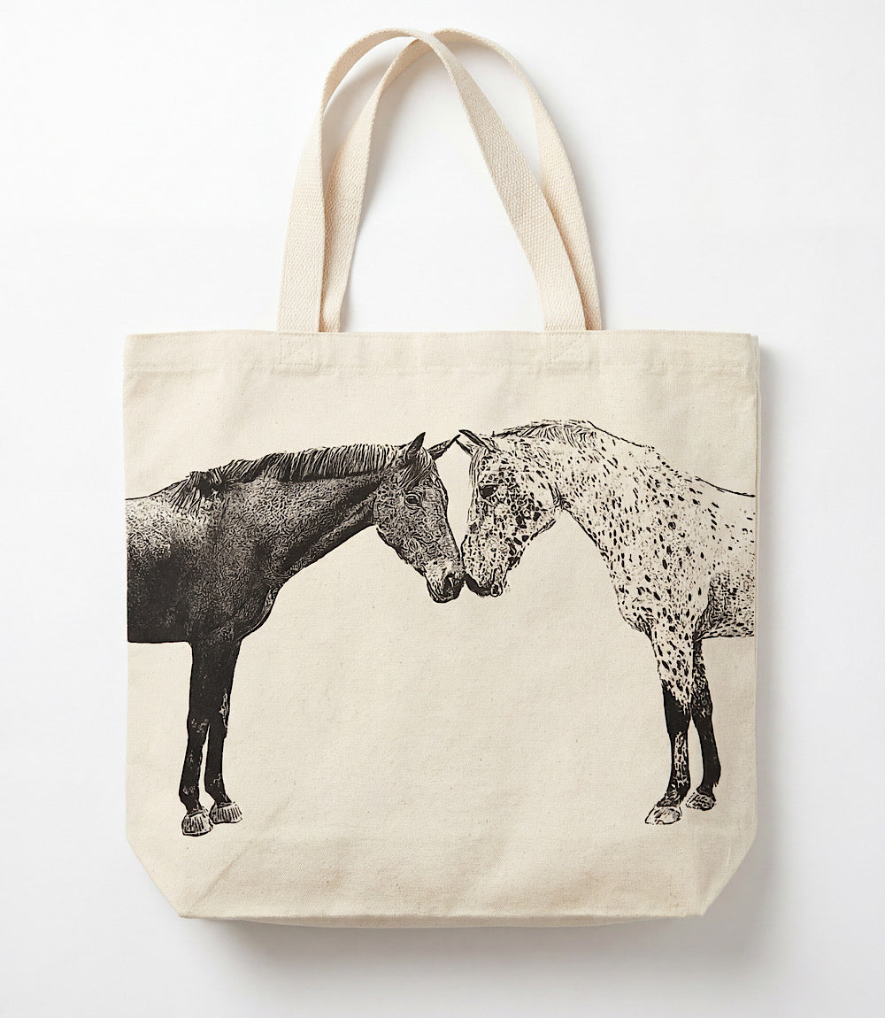 Kissing Horses Canvas Tote Bag