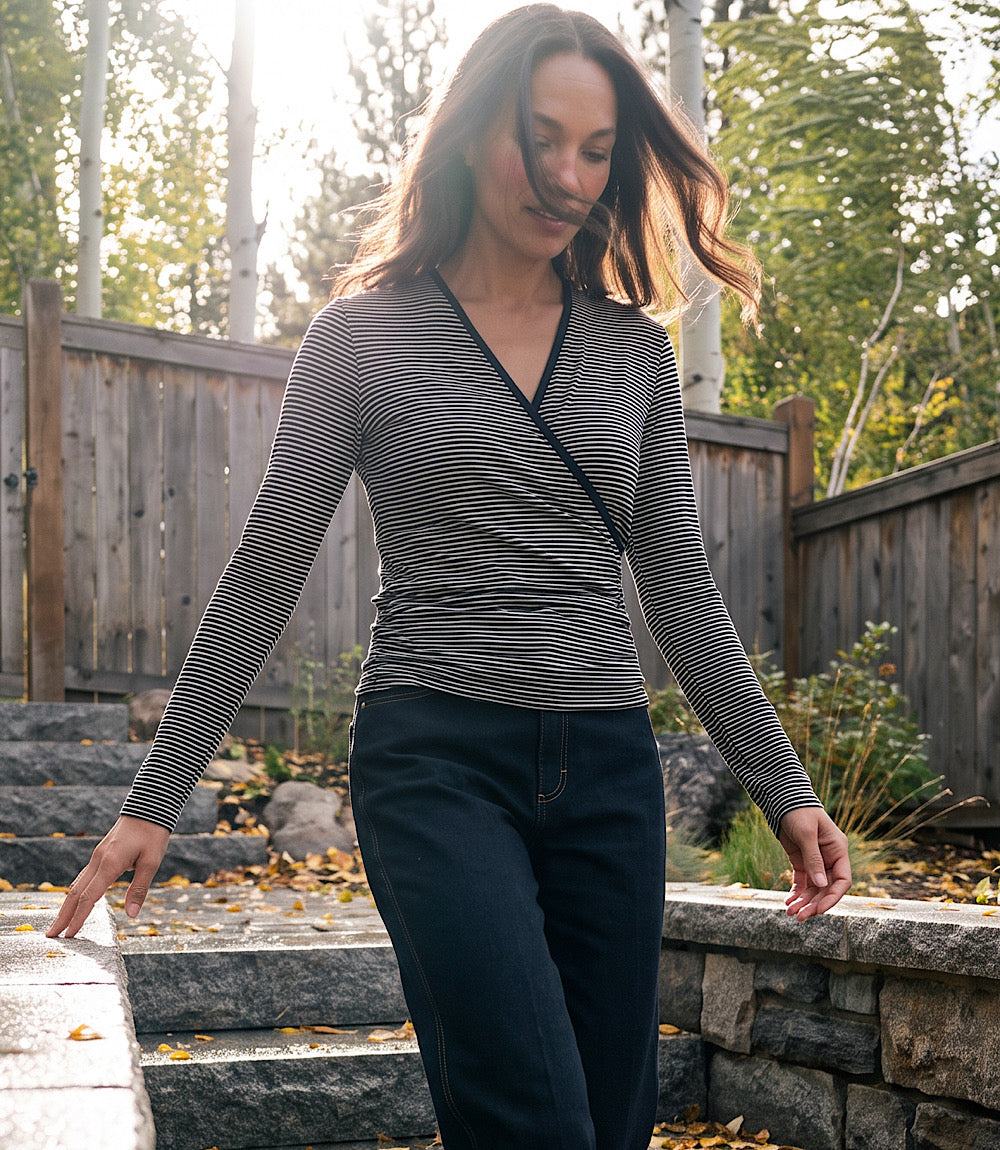 Side-Shirred Crossover Top