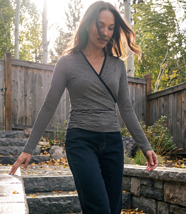 Side-Shirred Crossover Top