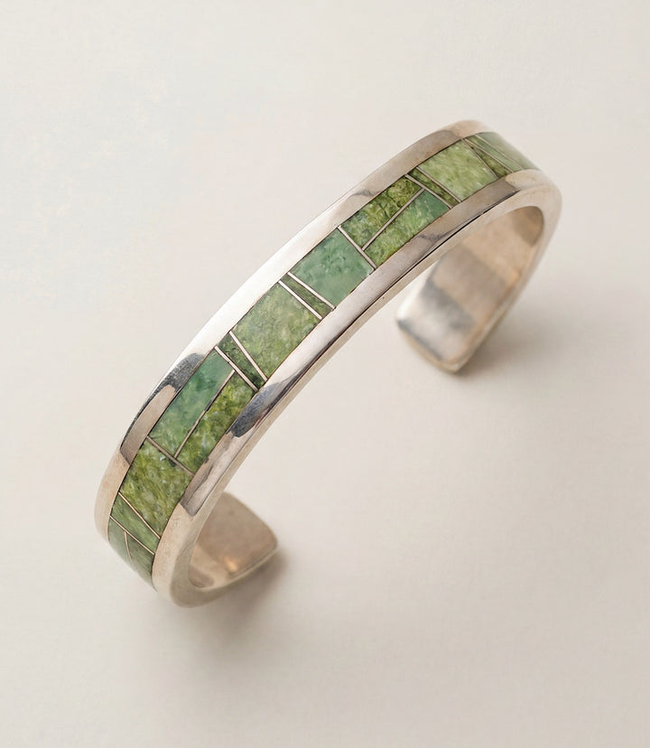 Green Turquoise Inlay Cuff Bracelet