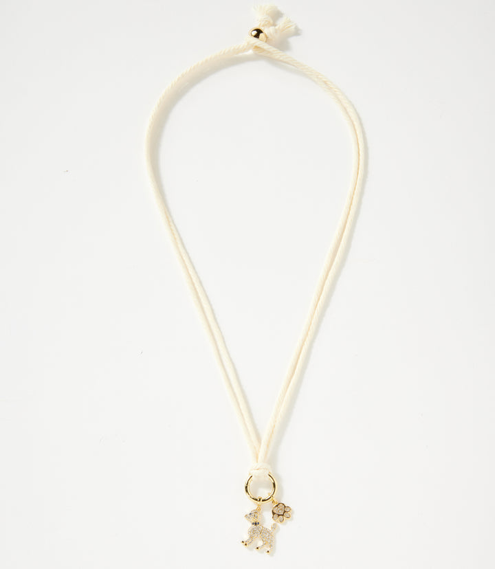Pavé Dog And Paw Cord Necklace