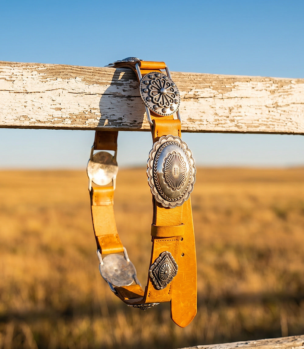 Streets Ahead Antique Silver Western Leather Belt