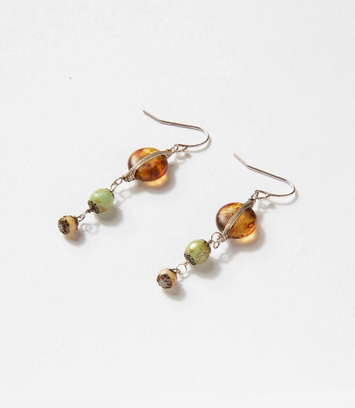 Antique Glass Cascading Dangle Earrings
