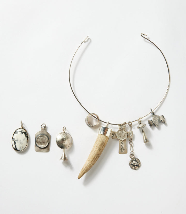 White Buffalo, Horn, Mercury Dime, Charm Necklace
