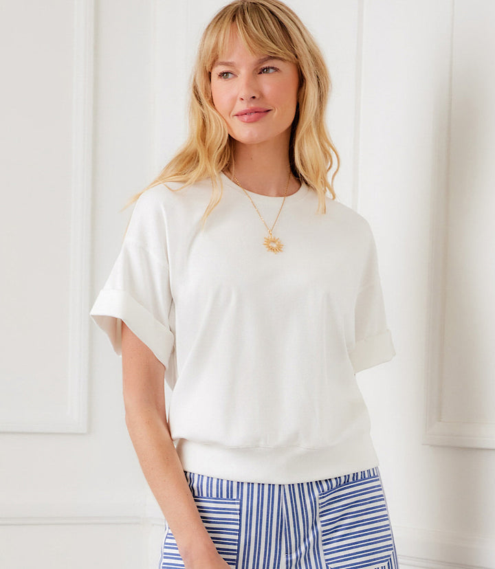 Ribbed Cuffed Sleeve Top