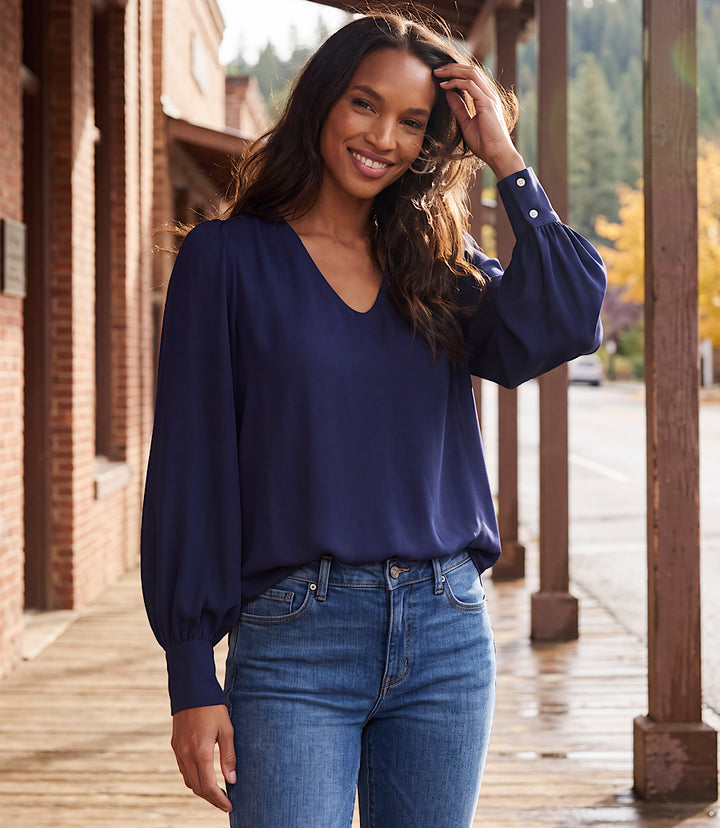 Puff Sleeve V-Neck Top