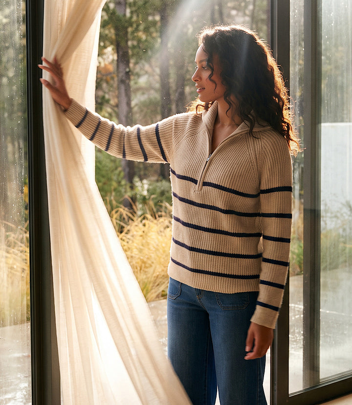 Stripe Half-Zip Sweater
