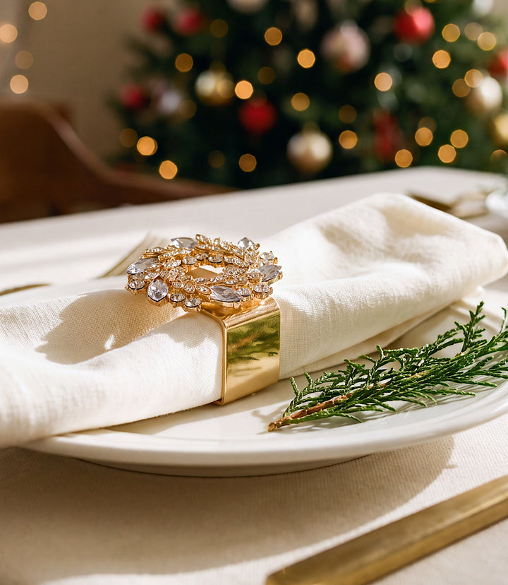Jeweled Wreath Napkin Rings, Set Of 4