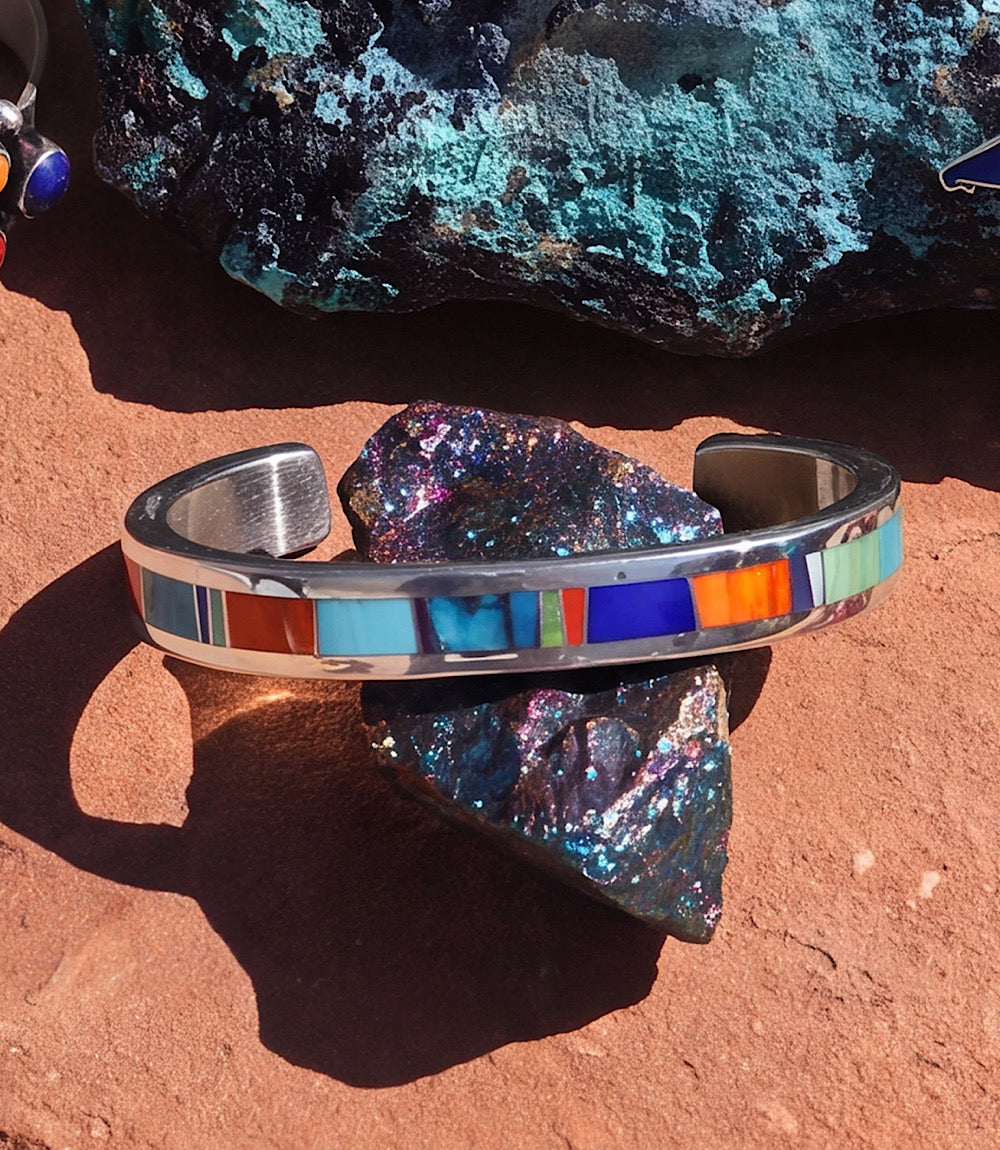 Multi-Stone Turquoise Inlay Cuff Bracelet