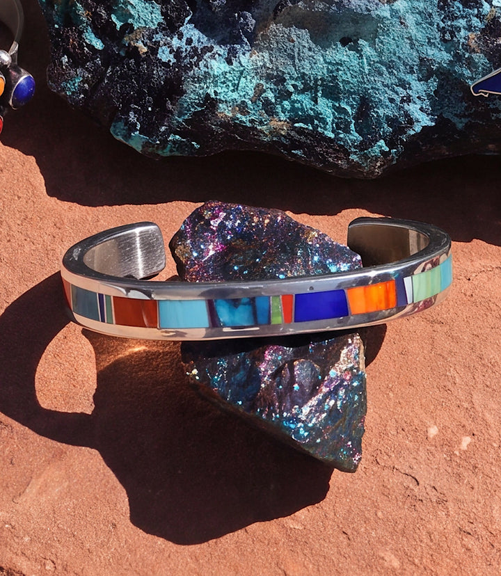 Multi-Stone Turquoise Inlay Cuff Bracelet