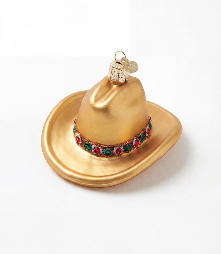 Cowboy Hat Glass Ornament