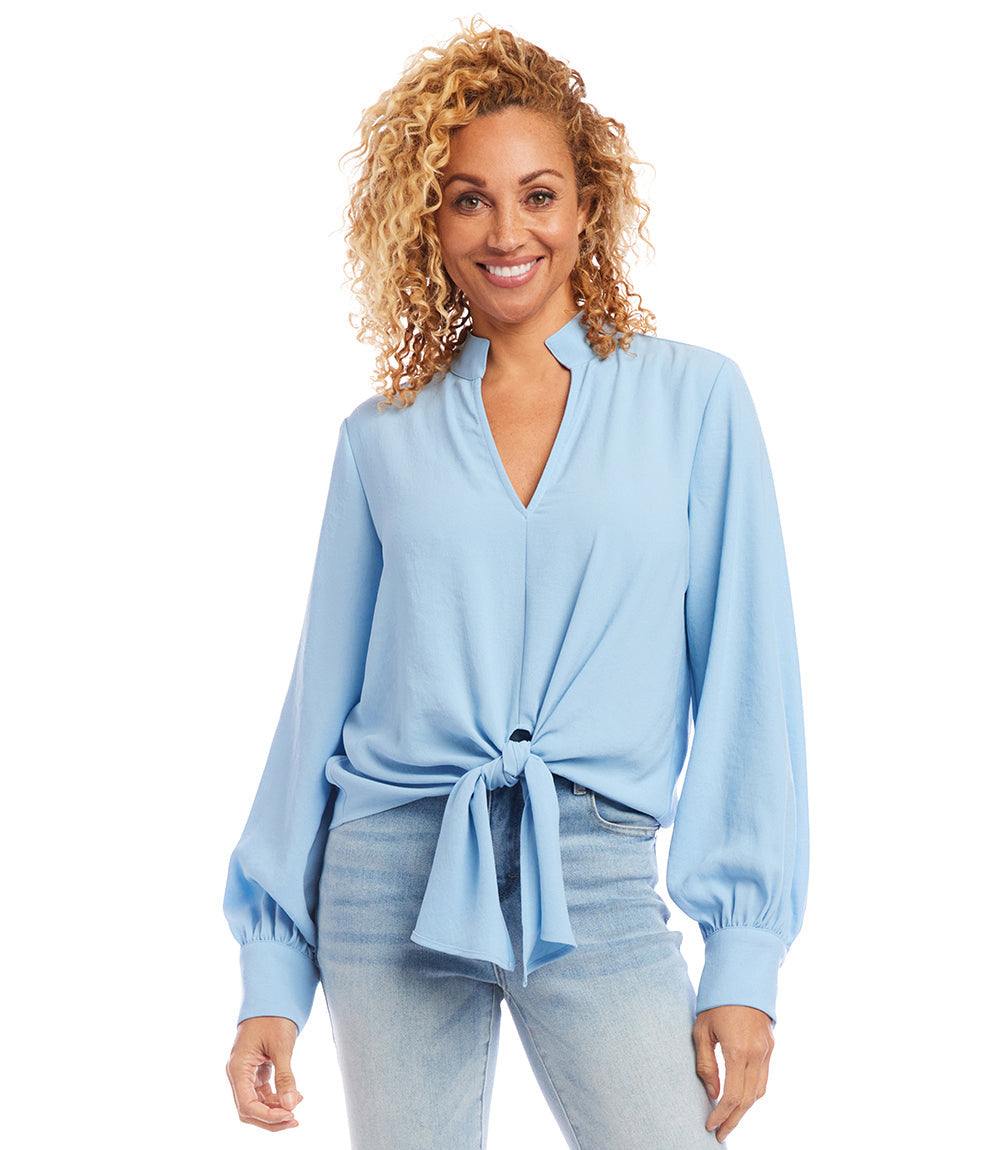 Long Sleeve Tie-Front Top