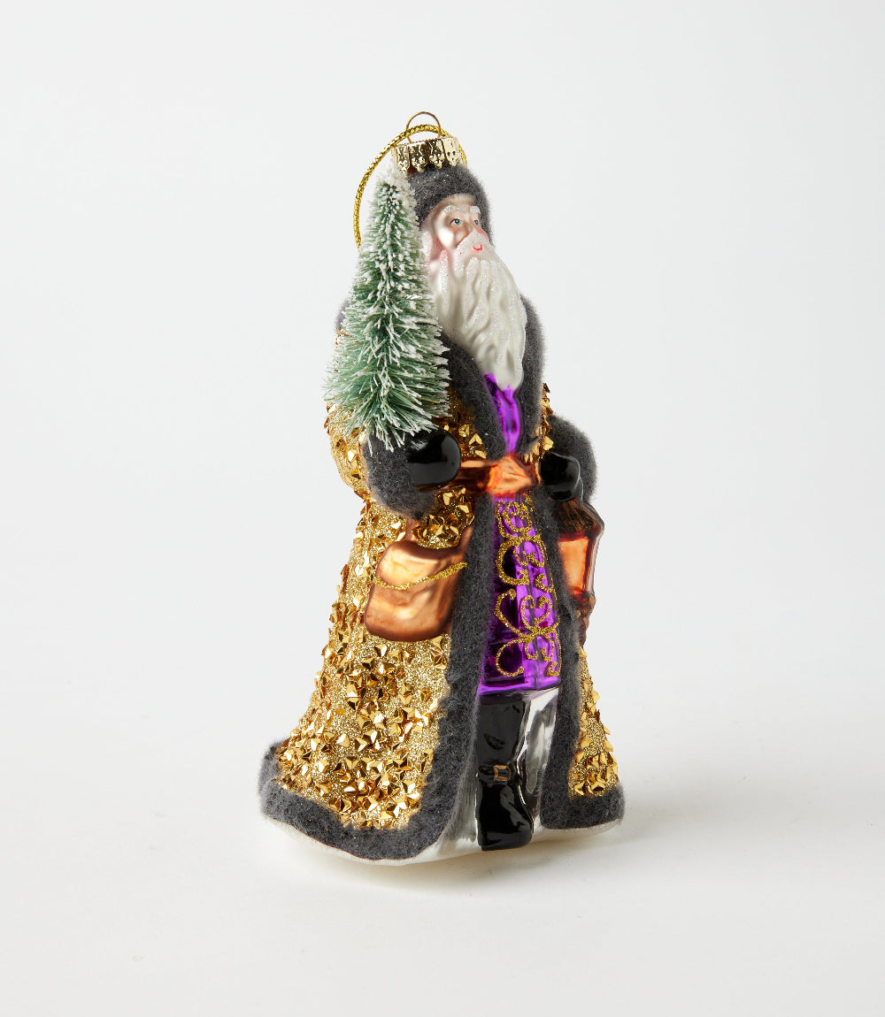 Lighting The Way Santa Glass Ornament