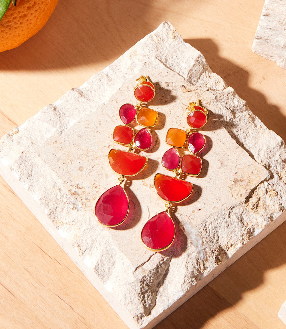 Mixed Gemstone Drop Earrings