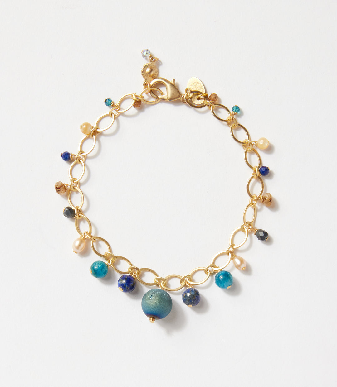 Lapis And Pearl Station Bracelet