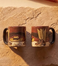 Handpainted Boots And Hat Ceramic Mugs