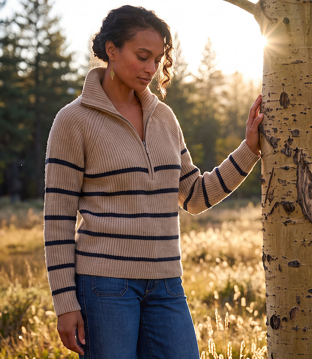 Stripe Half-Zip Sweater