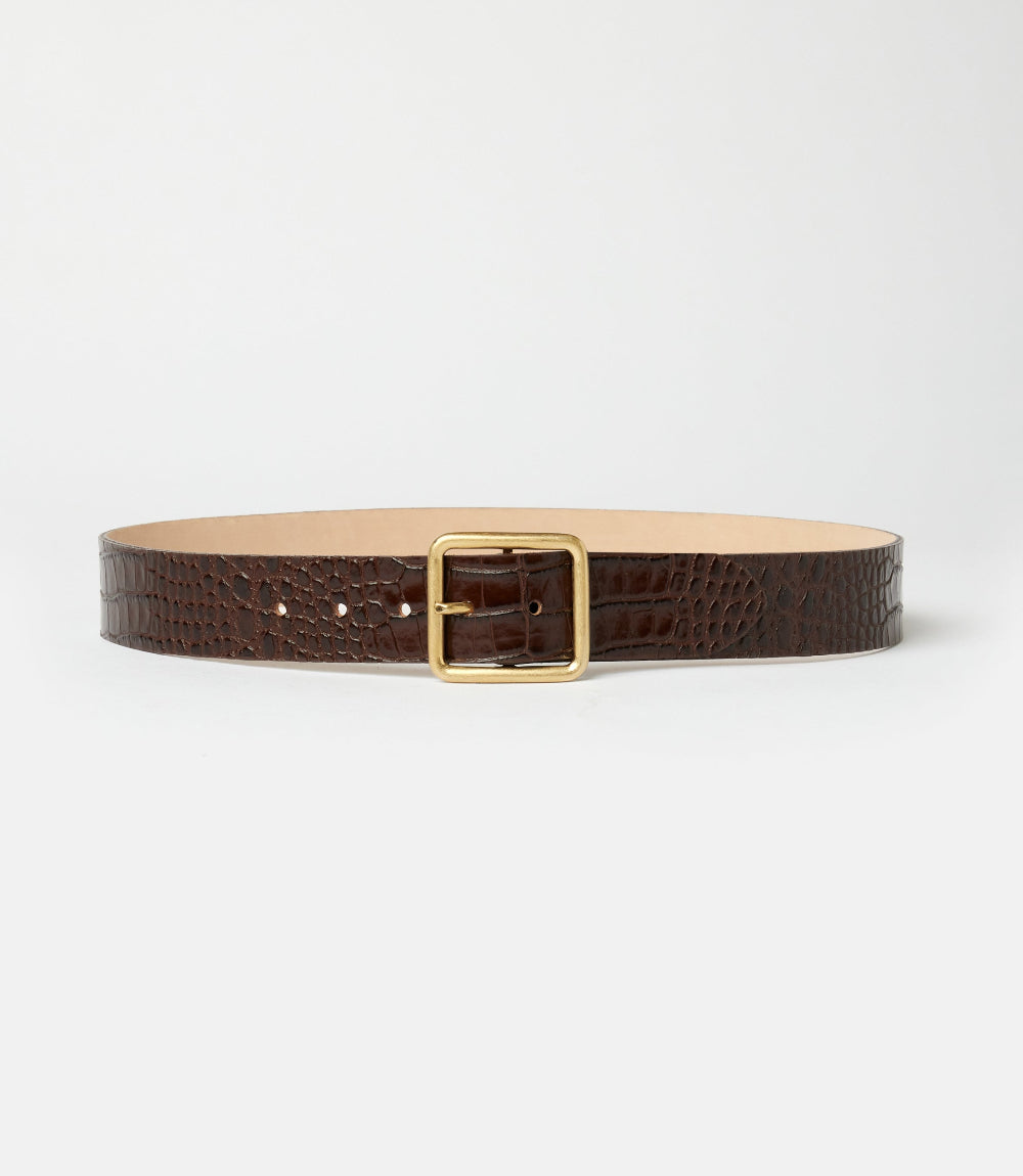 Streets Ahead Thin Crocodile Leather Buckle Belt
