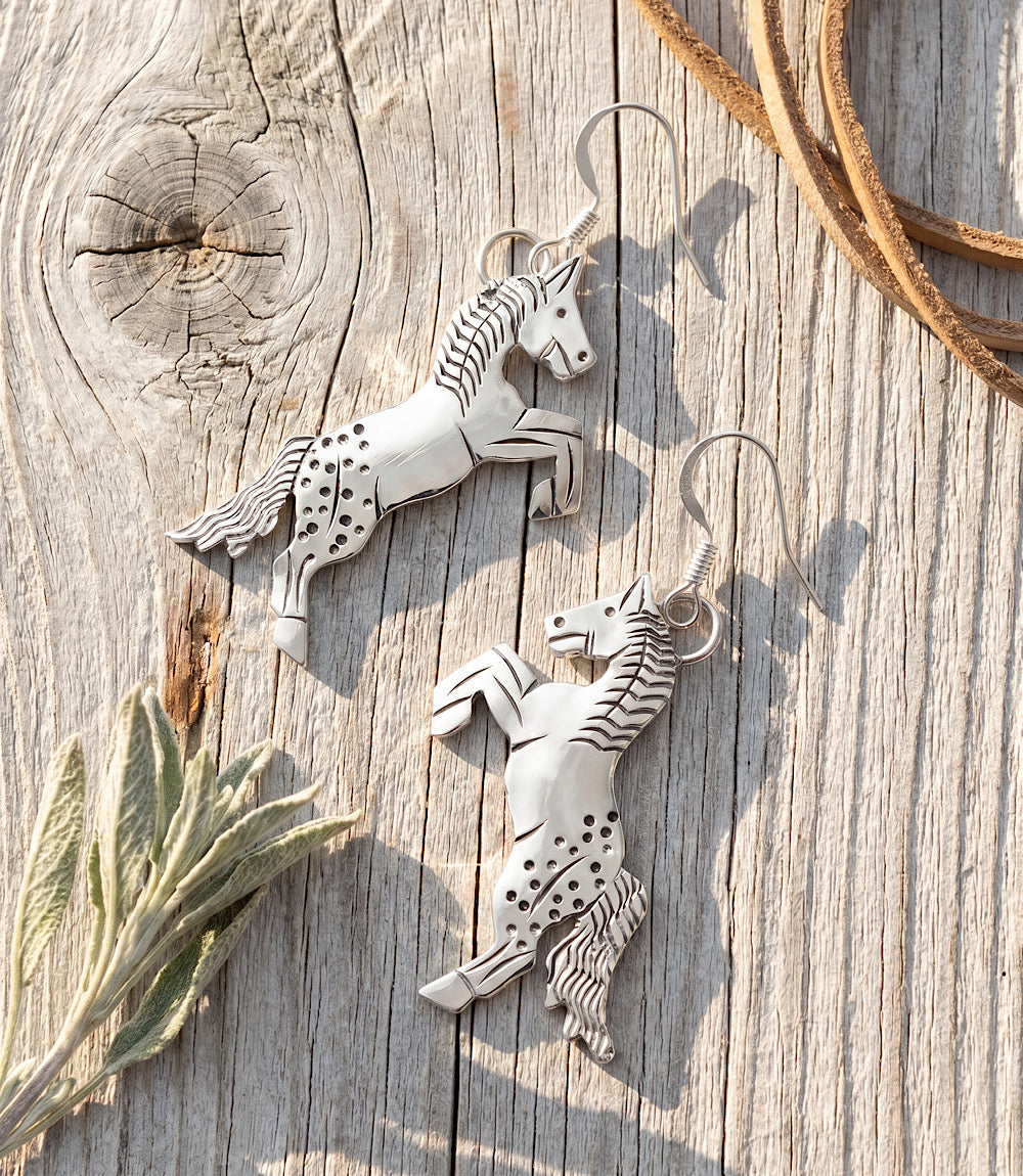 Sterling Silver Horse Earrings