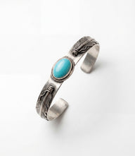 Feather Embellished Turquoise Cuff Bracelet