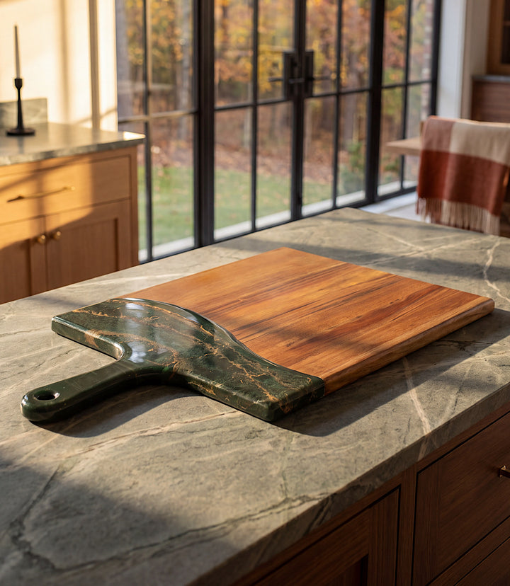 Gilded Jade Resin Tray With Handle
