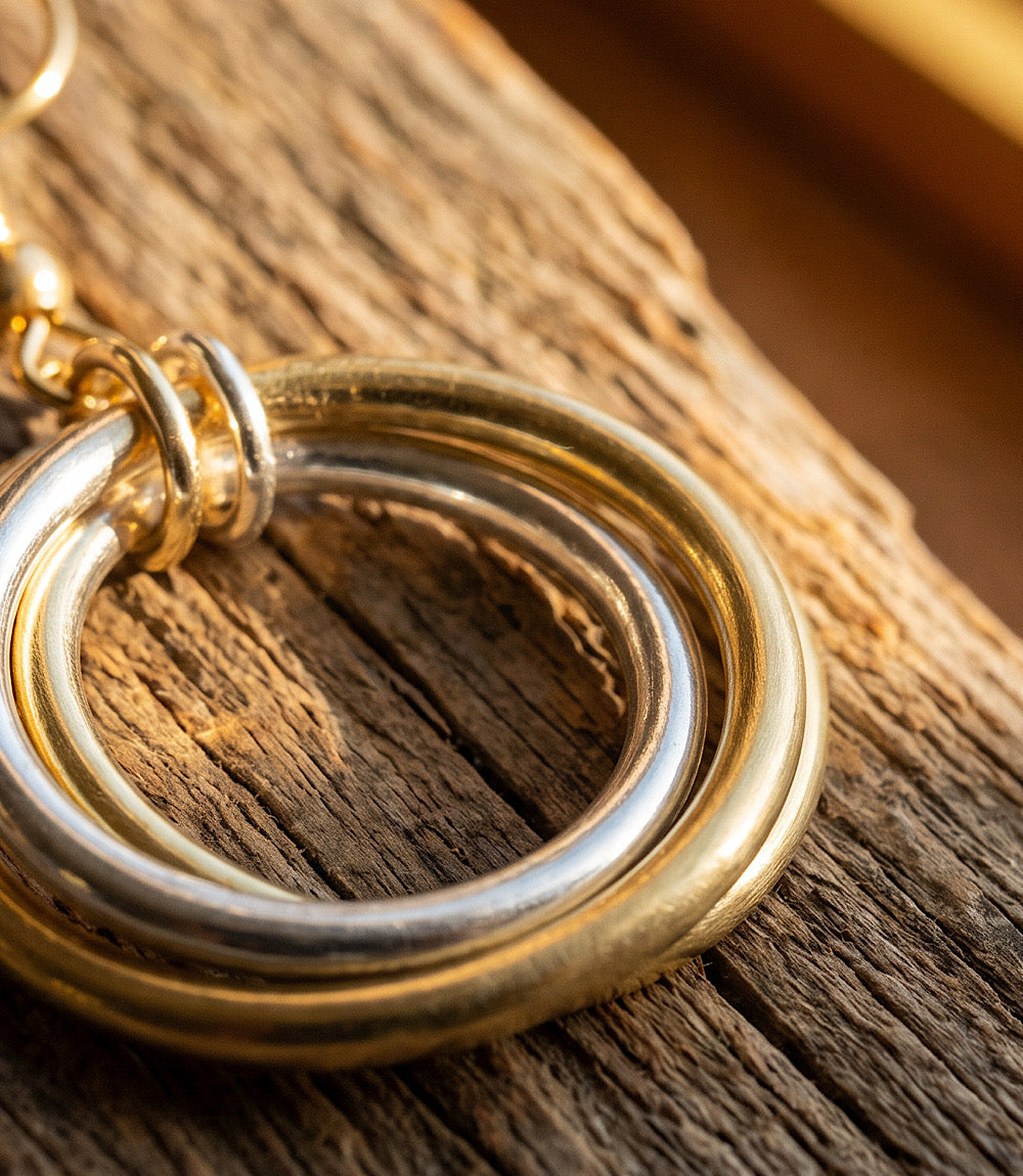 Mixed Metal Hoop Necklace