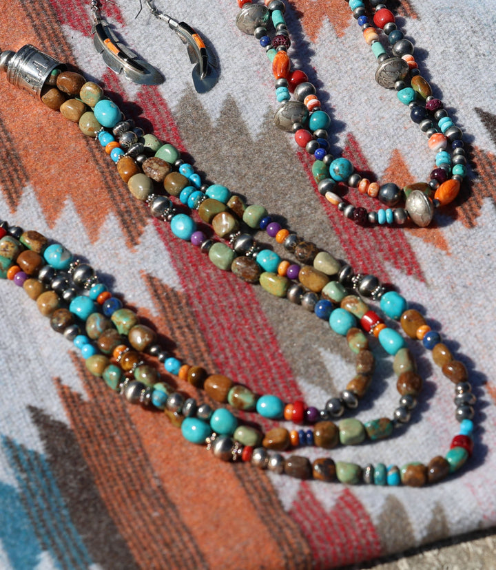 Beaded Multi Strand Turquoise Necklace