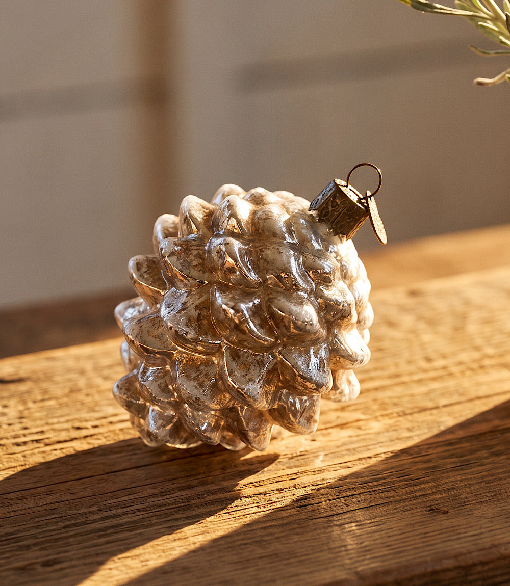 Vintage Pine Cone Glass Ornament