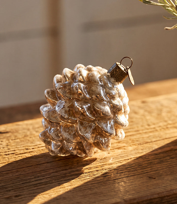 Vintage Pine Cone Glass Ornament