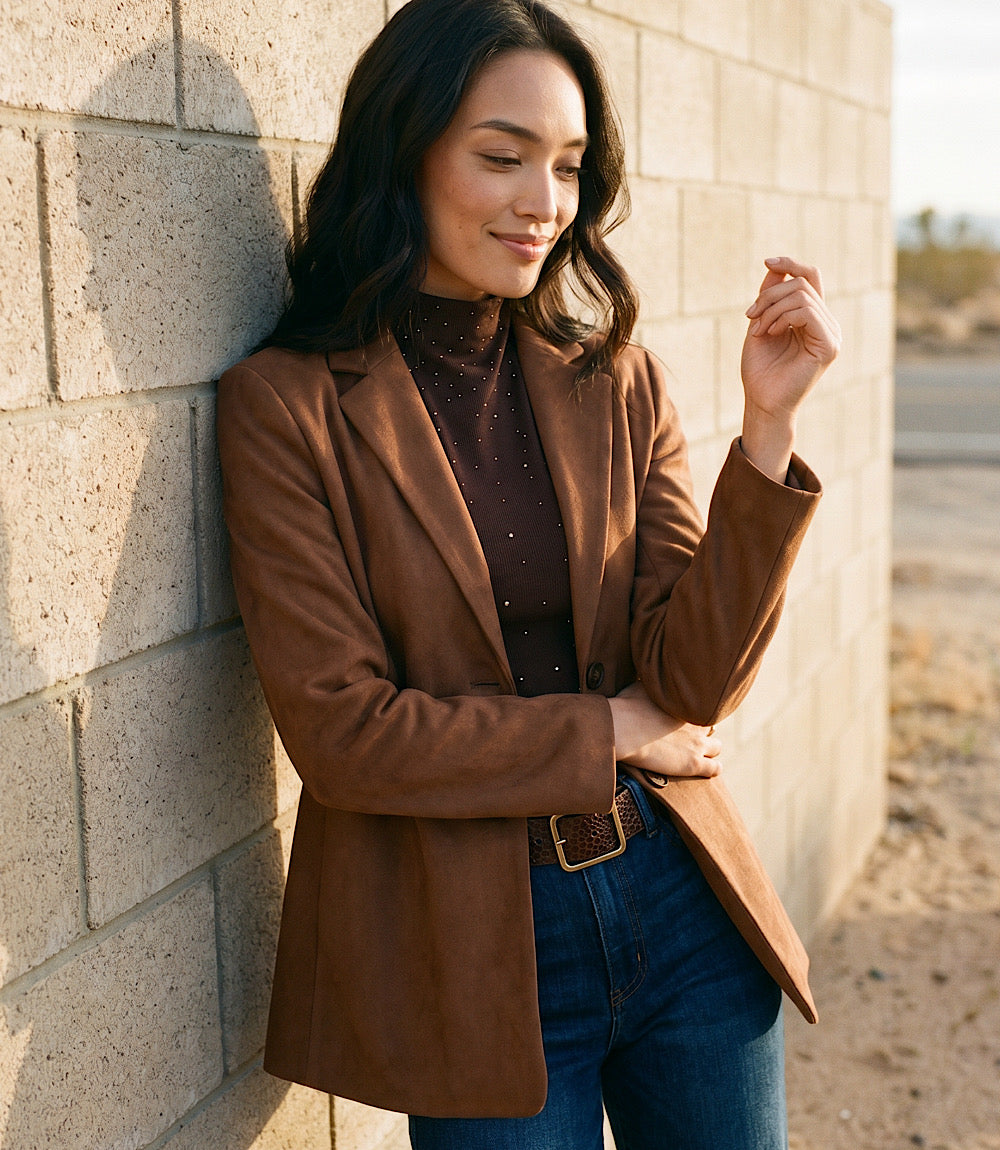 Faux Suede Blazer
