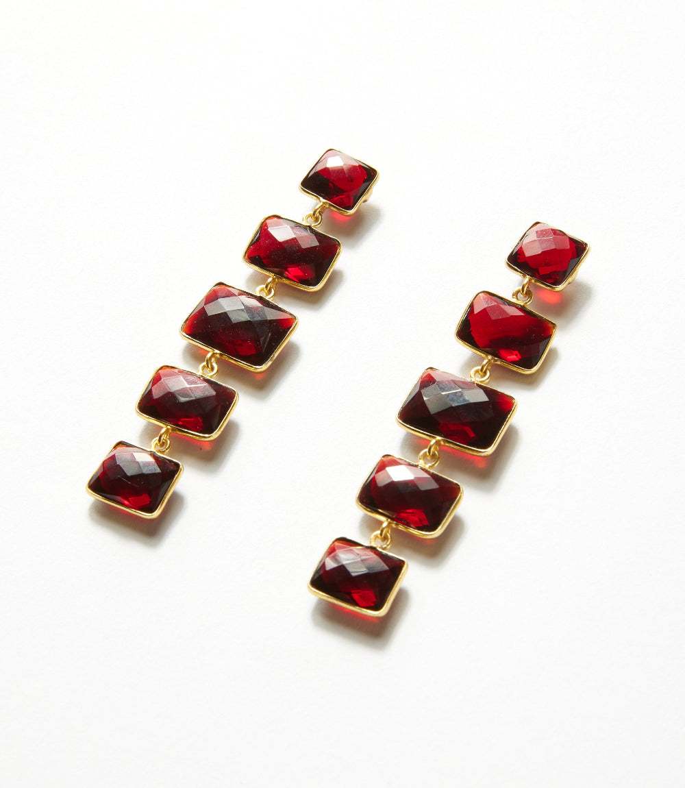 Five Drop Gemstone Earrings