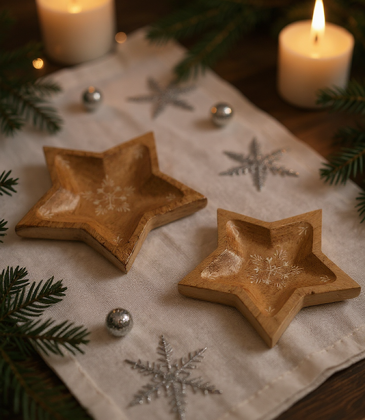 Wooden Star Serving Trays, Set Of 2