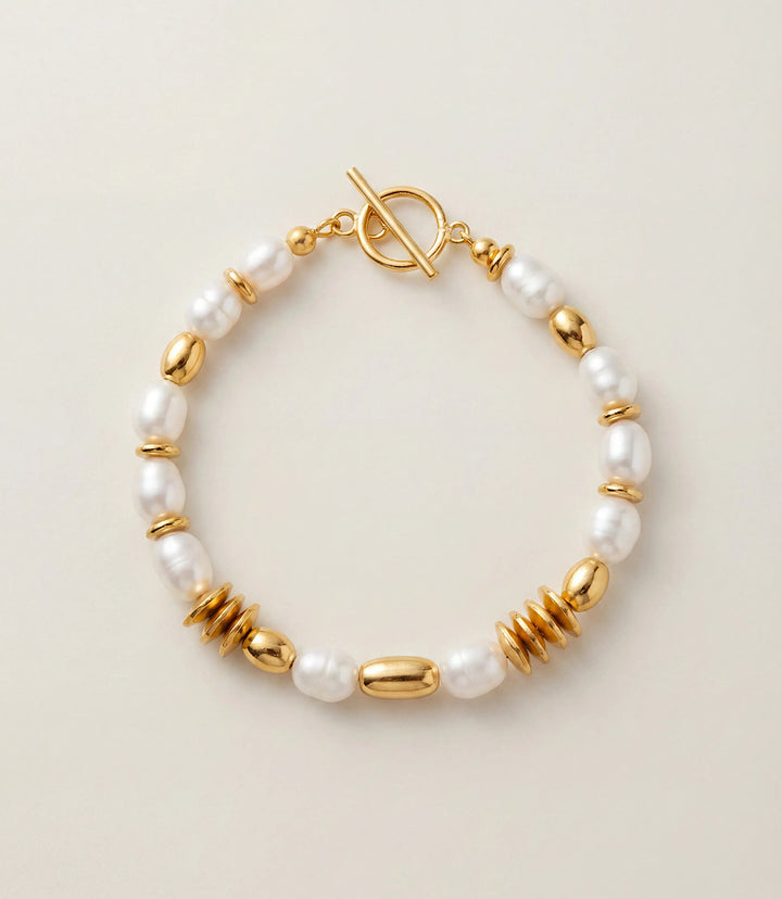 Pearl And Gold Toggle Bracelet