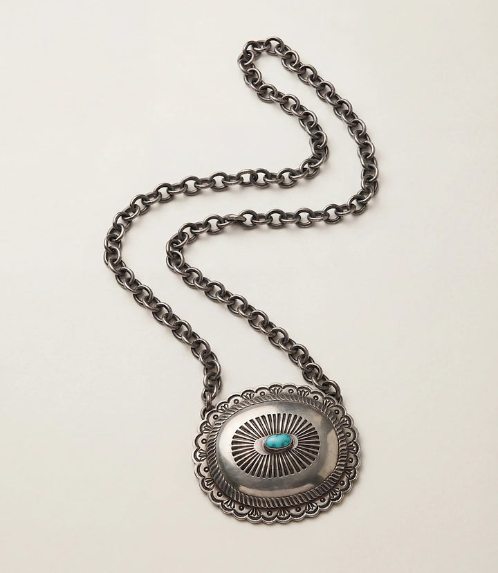 Embellished Sterling Silver Turquoise Necklace