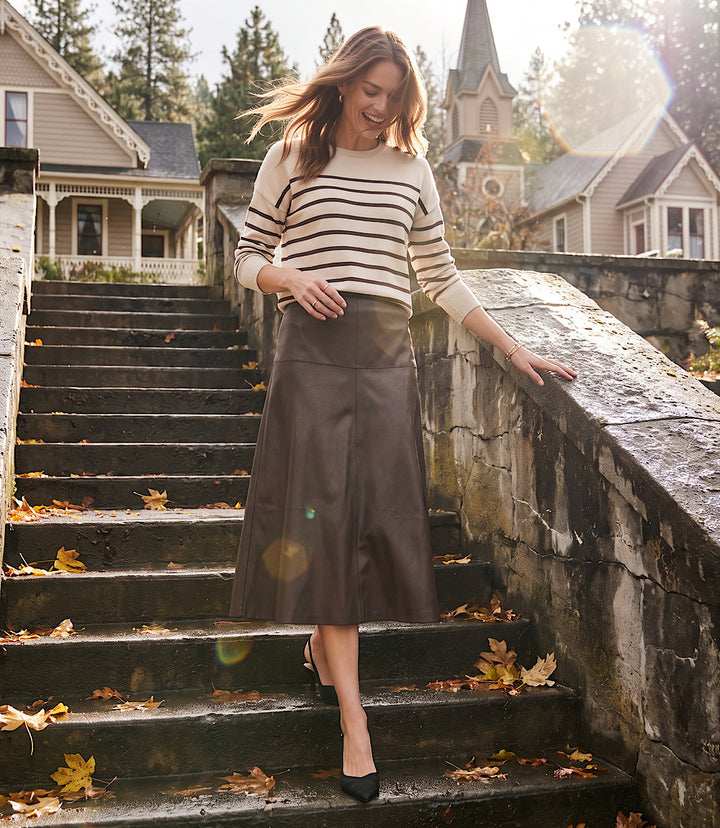 Petite Size Stripe Crewneck Sweater