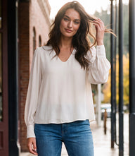 Puff Sleeve V-Neck Top