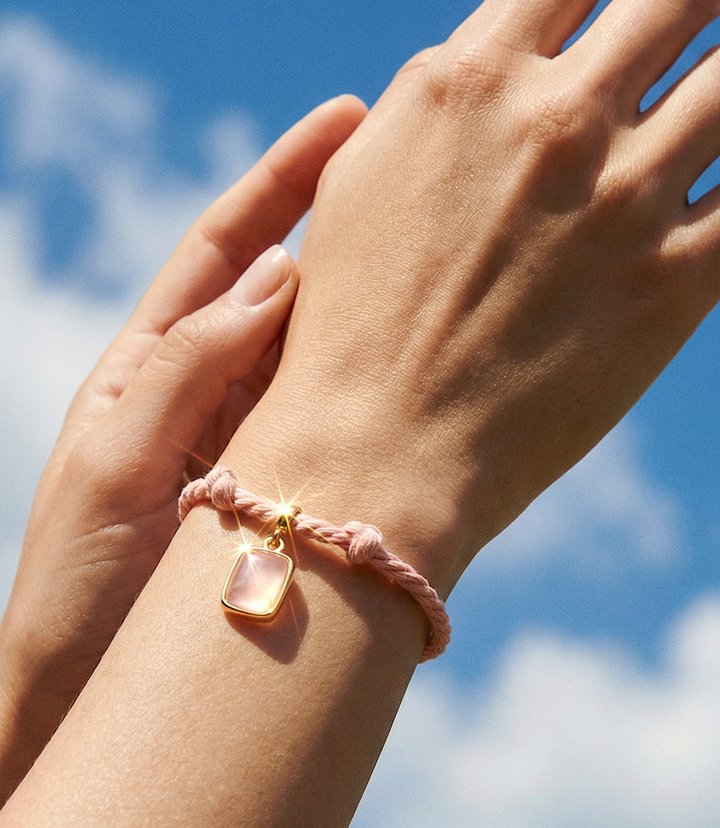 Rectangular Gemstone Cord Bracelet